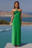 MARILLA RUCHED HALTER MAXI DRESS EMERALD