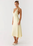 Illuminate Halter Midi Dress Butter Yellow