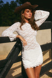 EFFIE LONG SLEEVE MINI DRESS WHITE