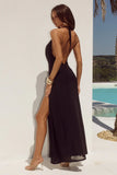 CICI LOW PLUNGE COWL MAXI DRESS BLACK
