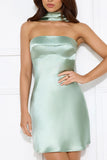 Personal Style Satin Mini Dress Sage