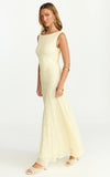Madeleine Maxi Dress Hight Neck A Line Dress in Lemon