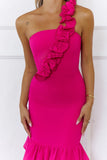 Blooming In Summer One Shoulder Maxi Dress Pink