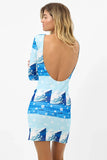 Boz Terry Long Sleeve Dress Blue Tides