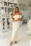 Invited Off Shoulder Mesh Maxi Dress Yellow