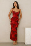 Pretty On Purpose Mesh Maxi Dress Red