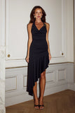 INDIANA ASYMMETRICAL MAXI DRESS BLACK