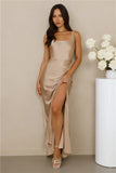 The Evelina Satin Maxi Dress Champagne