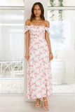 Pink Fantasy Off The Shoulder Maxi Dress Pink