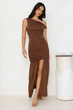 Forever Style Off Shoulder Maxi Dress Chocolate