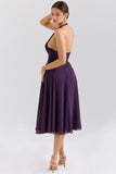 grape georgette halter sundress