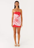 Kader Strapless Knit Mini Dress Red Floral