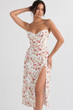 rose print corset midi sundress