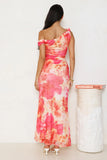 Free Air Mesh Off Shoulder Maxi Dress Pink
