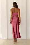 Dusk Luxe Satin Strapless Maxi Dress Rose