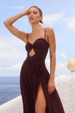 DANIKA SIDE SLIT MAXI DRESS CHOCOLATE