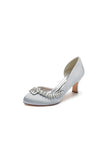 Round Toe Crystal Leaf Chunky Heels