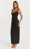 Pietra Midi Dress Off Shoulder Structured Dress in Black