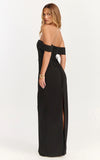 Karina Maxi Dress Off Shoulder Corset Bodice Lace Up Back Dress in Black
