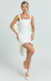 Alegra Mini Dress Square Neck Fit And Flare Dress in Ivory