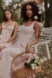 vintage rose pink floral print midi dress
