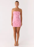 Push Back Beaded Sequin Mini Dress Pink