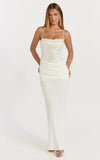Jasmin Maxi Dress Sequin Overlay Dress in White