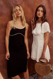 Joanna Contrast Midi Dress in Black