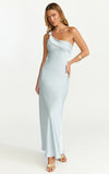 Calix Midi Dress One Shoulder Slip Dress in Pale Blue