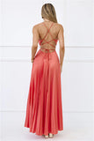 In My Prime Satin Maxi Dress Coral
