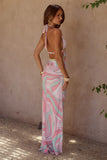 XYLIA HALTER LOW PLUNGE MAXI DRESS CAMINO PINK
