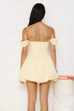 Classic Romance Off Shoulder Bubble Mini Dress Yellow