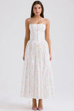 white posy print cotton maxi sundress