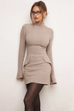 taupe long sleeve mini dress