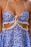 Tides In The Twilight Halter Mini Dress Blue