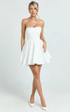 Bianca Mini Dress Strapless Fit And Flare Dress in Ivory
