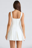 vintage ivory stretch crepe mini dress