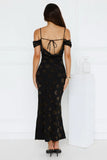 Petal Kiss Off Shoulder Maxi Dress Black