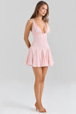 pink satin corset mini dress