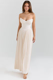 ivory georgette pleated maxi dress