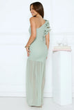 Sundrenched Nights One Shoulder Maxi Dress Sage