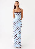 Alessandro Halter Maxi Dress Blue Mocha Dot
