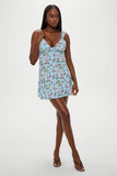 Emilia Satin Floral Mini Dress Pastel Peony