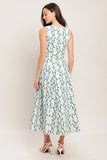 BLOOM COLUMNS BLUE FLORAL MIDI DRESS
