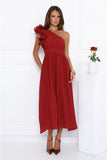 Find Out One Shoulder Midi Dress Wine