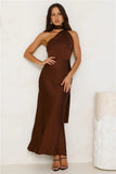 Luxe Experience Satin Maxi Dress Brown