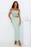 Velvet Sky Off Shoulder Mesh Maxi Dress Sage
