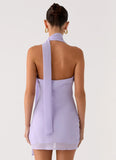 Melisande Scarf Neck Mini Dress Lavender