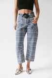 Judy Plaid Barrel Jeans