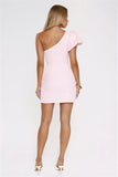 Sleek Serena One Shoulder Mini Dress Pink